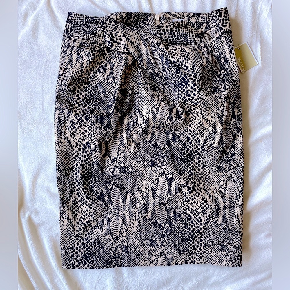 Michael Kors Snake Print Skirt in Black and Cream